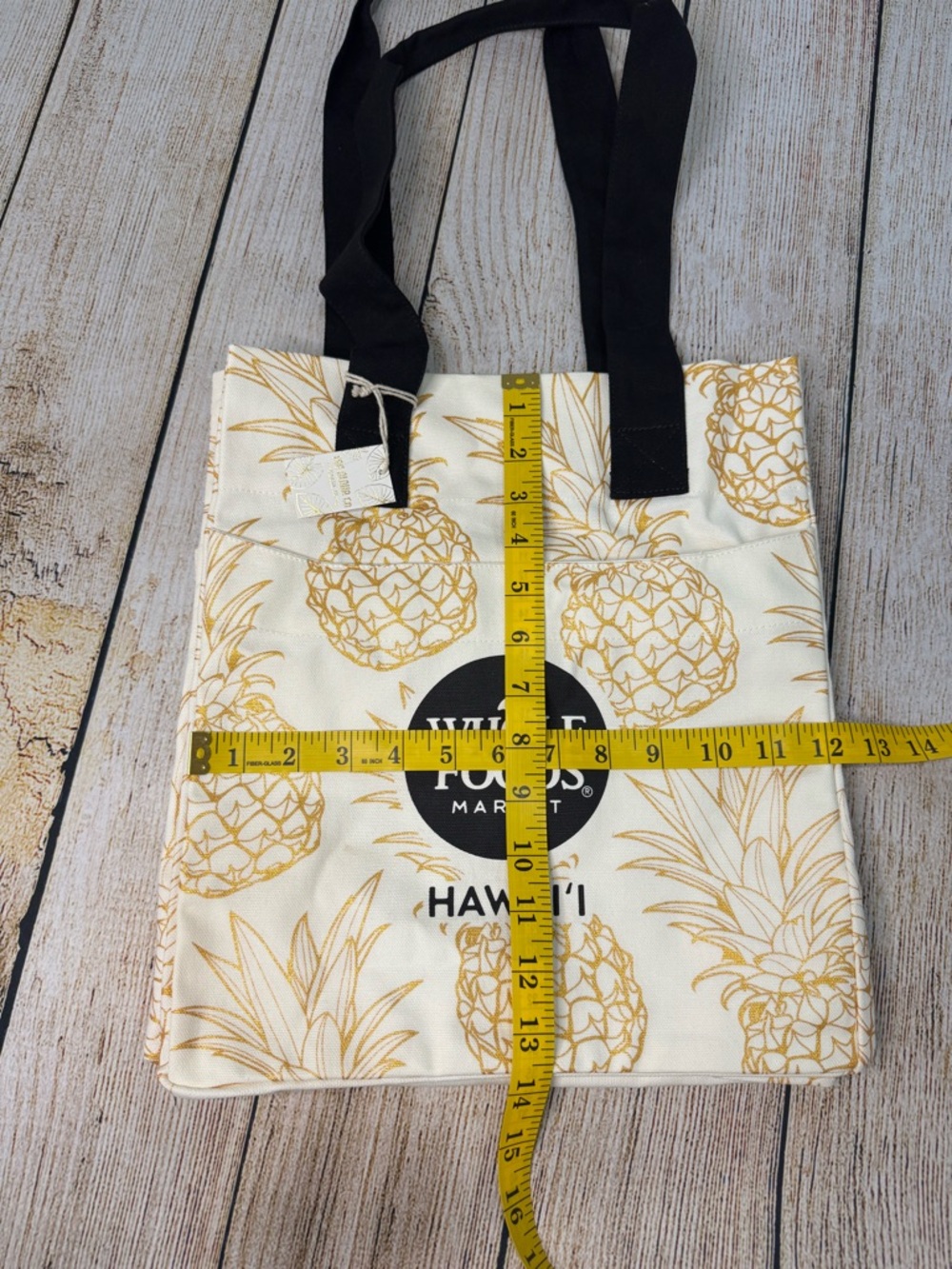NWT Whole Foods Hawaii Pineapple Hydro Tote Bag Tag Aloha Co. - Picture 10 of 14